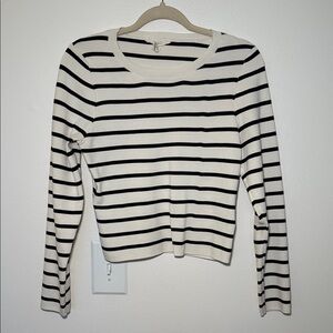 Classic Black and White Striped Long Sleeve Top